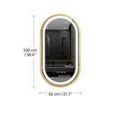 Espejo de Baño Led 55x100cm Ovalado Antiempaño con Marco Metalico Dorado Con Biselado y con SandBlasting - ESPEJOS DE BANHO | Bylmo