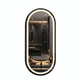 Espejo de Baño Led 55x100cm Ovalado Antiempaño con Marco Metalico Negro Con Biselado y con SandBlasting - ESPEJOS DE BANHO | Bylmo