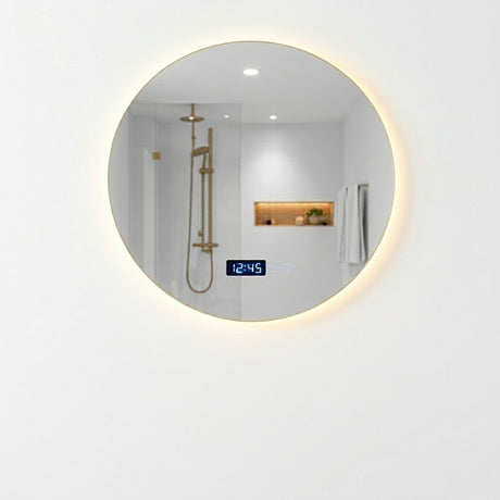 Espejo de Baño Led 80x80cm Redondo Antiempaño sin Marco Con Biselado y con SandBlasting - ESPEJOS DE BANHO | Bylmo