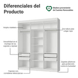 Closet Venus Blanco 180x217cm sin Puertas y con Doce Compartimientos - CLOSETS | Bylmo