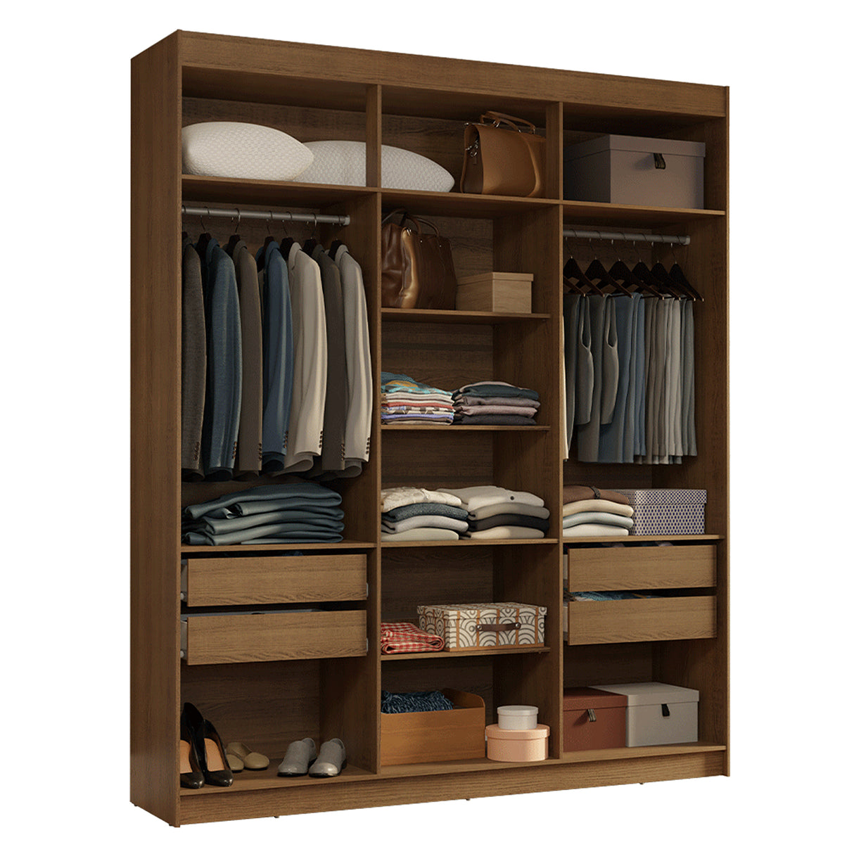 Closet Venus Marrón 180x217cm sin Puertas y con Doce Compartimientos - CLOSETS | Bylmo