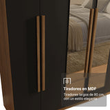 Closet Venus Marrón y Negro 180x217cm con Seis Puertas de Tiradores Marrón con Doce Compartimientos y con Espejo - CLOSETS | Bylmo