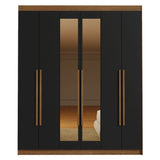 Closet Venus Marrón y Negro 180x217cm con Seis Puertas de Tiradores Marrón con Doce Compartimientos y con Espejo - CLOSETS | Bylmo