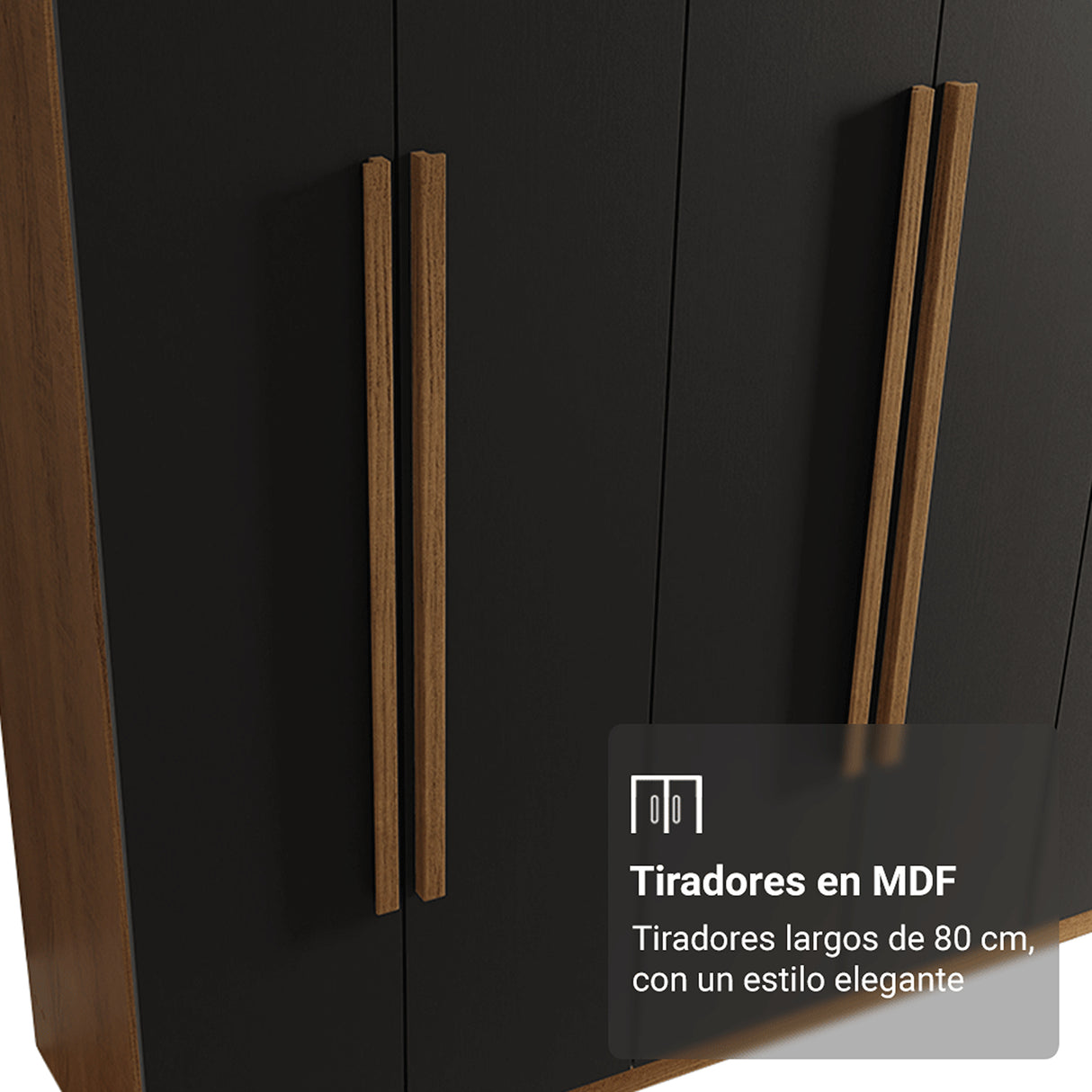 Closet Venus Marrón y Negro 180x217cm con Seis Puertas de Tiradores Marrion y con Doce Compartimientos - CLOSETS | Bylmo