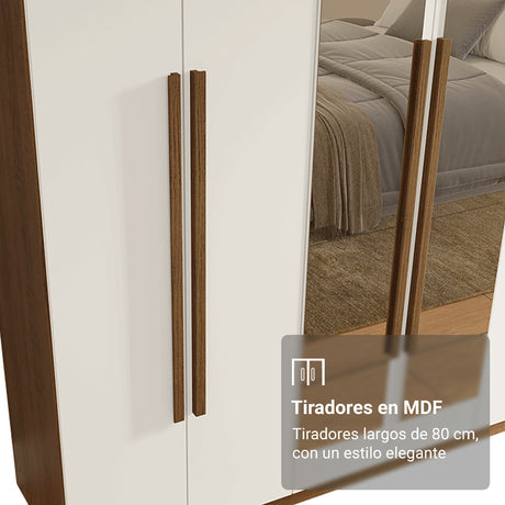 Closet Venus Marrón y Blanco 180x217cm con Seis Puertas con Doce Compartimientos y con Espejo - CLOSETS | Bylmo