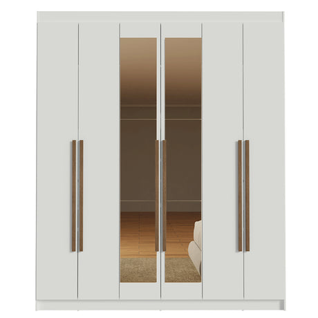 Closet Venus Blanco y Marrón 180x217cm con Seis Puertas con Doce Compartimientos y con Espejo - CLOSETS | Bylmo