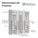 Closet Venus Blanco y Marrón 180x217cm con Seis Puertas y con Doce Compartimientos - CLOSETS | Bylmo