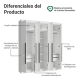 Closet Venus Blanco y Negro 180x217cm con Seis Puertas de Tiradores Negros y con Doce Compartimientos - CLOSETS | Bylmo
