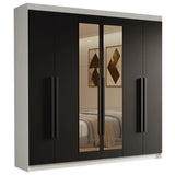 Closet Venus Blanco y Negro 180x217cm con Seis Puertas con Doce Compartimientos y con Espejo - CLOSETS | Bylmo
