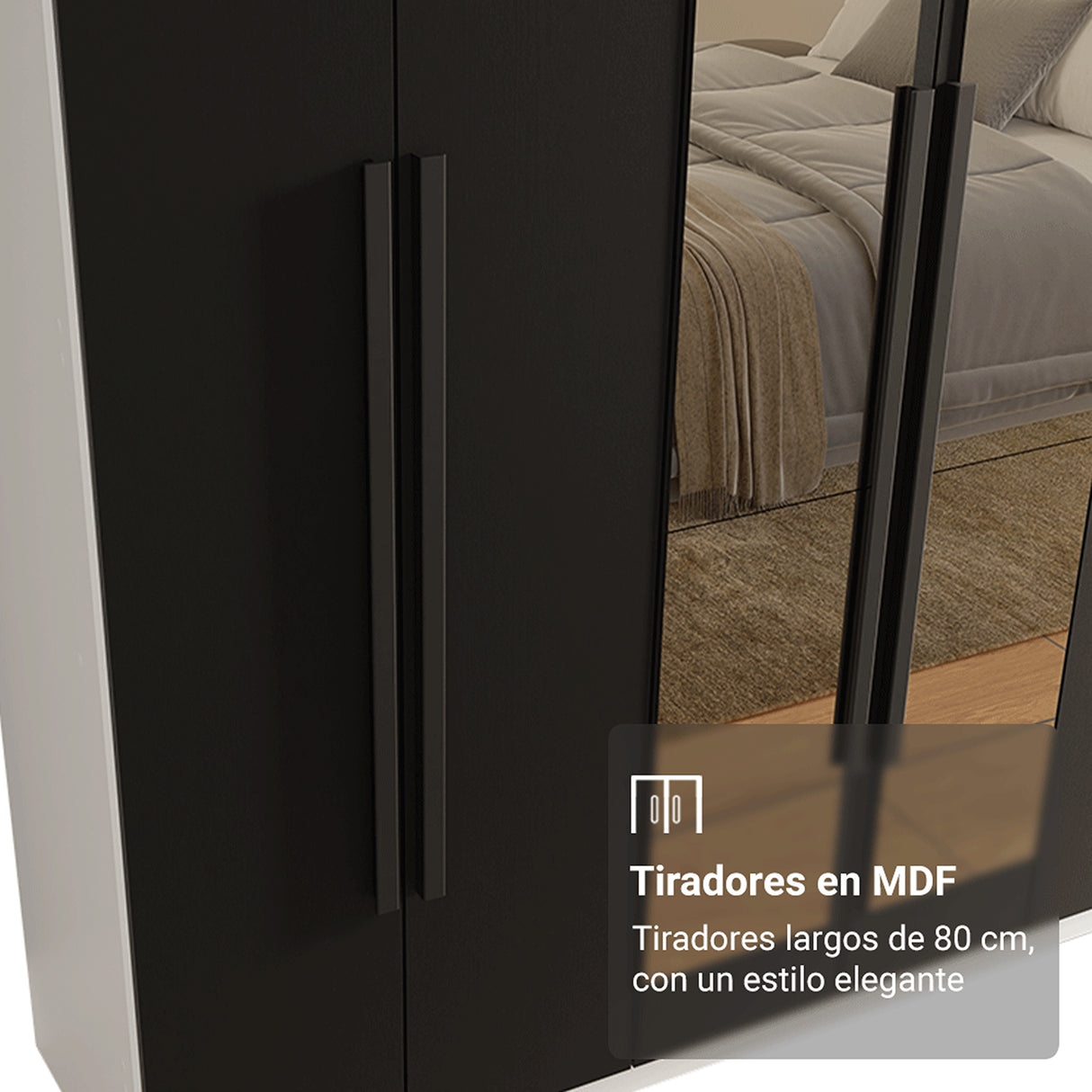 Closet Venus Blanco y Negro 180x217cm con Seis Puertas con Doce Compartimientos y con Espejo - CLOSETS | Bylmo