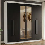 Closet Venus Blanco y Negro 180x217cm con Seis Puertas con Doce Compartimientos y con Espejo - CLOSETS | Bylmo