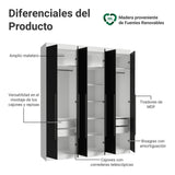 Closet Venus Blanco y Negro 180x217cm con Seis Puertas y con Doce Compartimientos - CLOSETS | Bylmo