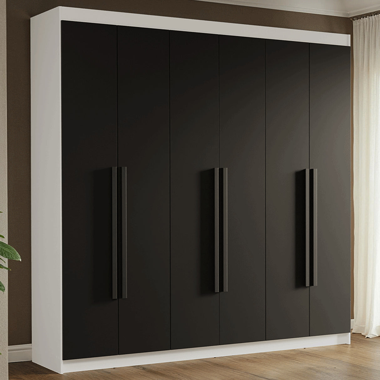 Closet Venus Blanco y Negro 180x217cm con Seis Puertas y con Doce Compartimientos - CLOSETS | Bylmo