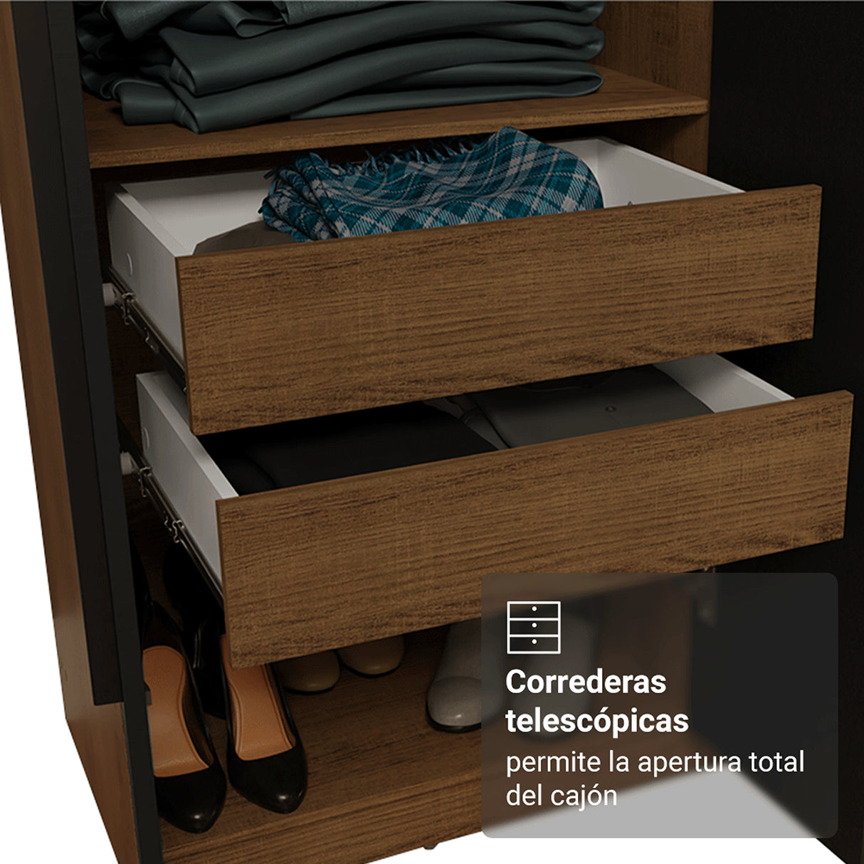 Closet Venus Marrón y Negro 180x217cm con Seis Puertas con Doce Compartimientos y con Espejo - CLOSETS | Bylmo