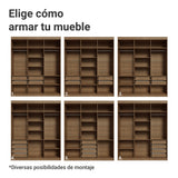 Closet Venus Marrón y Negro 180x217cm con Seis Puertas con Doce Compartimientos y con Espejo - CLOSETS | Bylmo