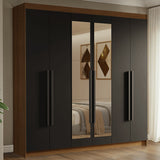 Closet Venus Marrón y Negro 180x217cm con Seis Puertas con Doce Compartimientos y con Espejo - CLOSETS | Bylmo