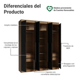 Closet Venus Marrón y Negro 180x217cm con Seis Puertas y con Doce Compartimientos - CLOSETS | Bylmo