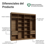 Closet Venus Marrón 216x217cm sin Puertas y con Diecisiete Compartimientos - CLOSETS | Bylmo