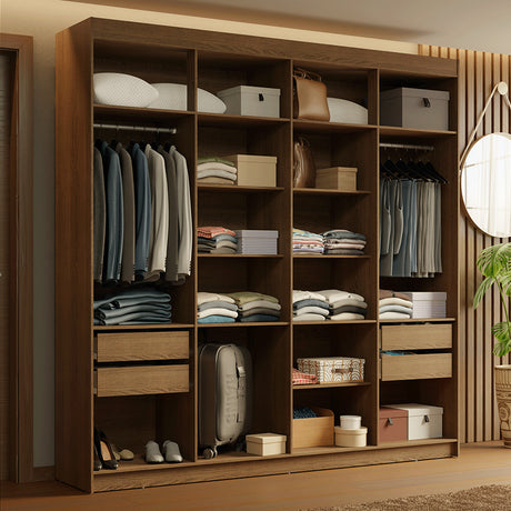 Closet Venus Marrón 216x217cm sin Puertas y con Diecisiete Compartimientos - CLOSETS | Bylmo