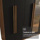 Closet Venus Marrón y Negro 216x217cm con Ocho Puertas de Tiradores Marrón con Diecisiete Compartimientos y con Espejo - CLOSETS | Bylmo