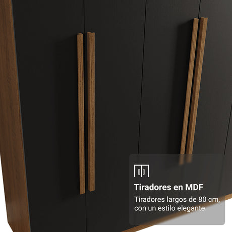Closet Venus Marrón y Negro 216x217cm con Ocho Puertas de Tiradores Marrón y con Diecisiete Compartimientos - CLOSETS | Bylmo