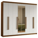 Closet Venus Marrón y Blanco 216x217cm con Ocho Puertas con Diecisiete Compartimientos y con Espejo - CLOSETS | Bylmo