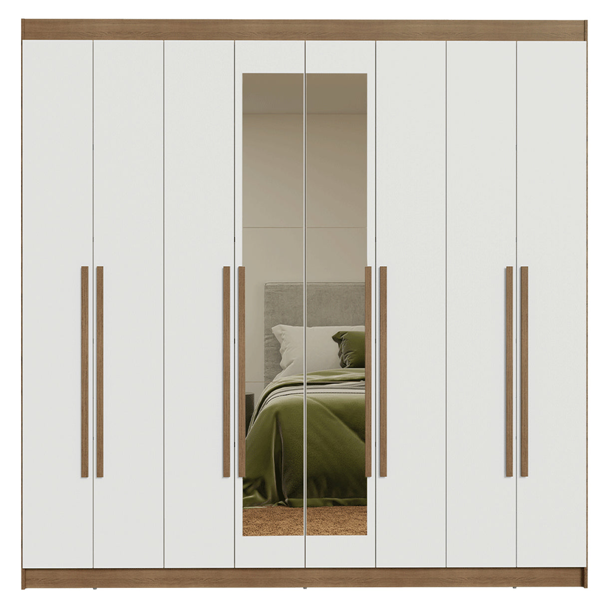 Closet Venus Marrón y Blanco 216x217cm con Ocho Puertas con Diecisiete Compartimientos y con Espejo - CLOSETS | Bylmo