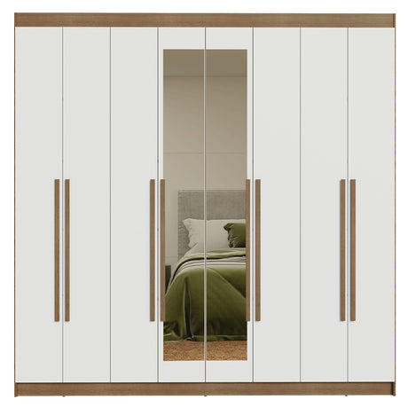 Closet Venus Marrón y Blanco 216x217cm con Ocho Puertas con Diecisiete Compartimientos y con Espejo - CLOSETS | Bylmo