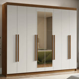 Closet Venus Marrón y Blanco 216x217cm con Ocho Puertas con Diecisiete Compartimientos y con Espejo - CLOSETS | Bylmo