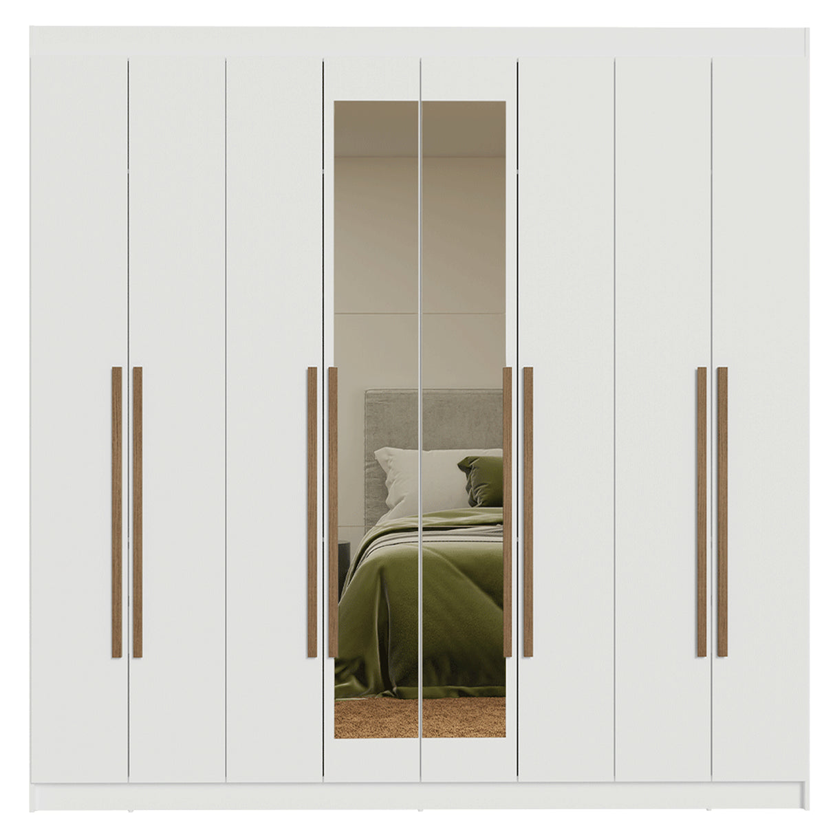 Closet Venus Blanco y Marrón 216x217cm con Ocho Puertas con Diecisiete Compartimientos y con Espejo - CLOSETS | Bylmo