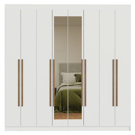 Closet Venus Blanco y Marrón 216x217cm con Ocho Puertas con Diecisiete Compartimientos y con Espejo - CLOSETS | Bylmo