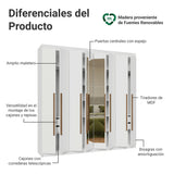 Closet Venus Blanco y Marrón 216x217cm con Ocho Puertas con Diecisiete Compartimientos y con Espejo - CLOSETS | Bylmo