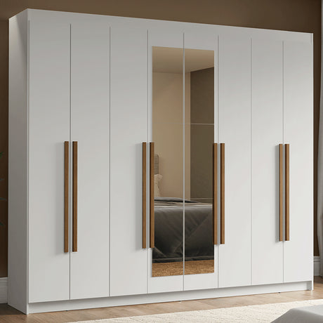 Closet Venus Blanco y Marrón 216x217cm con Ocho Puertas con Diecisiete Compartimientos y con Espejo - CLOSETS | Bylmo