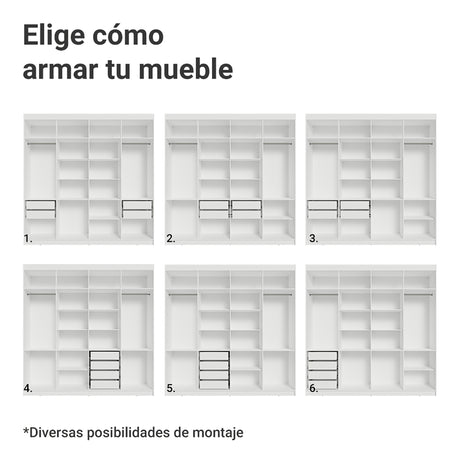 Closet Venus Blanco y Marrón 216x217cm con Ocho Puertas y con Diecisiete Compartimientos - CLOSETS | Bylmo