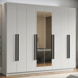 Closet Venus Blanco y Negro 216x217cm con Ocho Puertas de Tiradores Negros con Diecisiete Compartimientos y con Espejo - CLOSETS | Bylmo