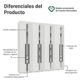 Closet Venus Blanco y Negro 216x217cm con Ocho Puertas de Tiradores Negros y con Diecisiete Compartimientos - CLOSETS | Bylmo