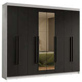 Closet Venus Blanco y Negro 216x217cm con Ocho Puertas con Diecisiete Compartimientos y con Espejo - CLOSETS | Bylmo