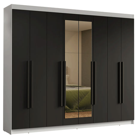 Closet Venus Blanco y Negro 216x217cm con Ocho Puertas con Diecisiete Compartimientos y con Espejo - CLOSETS | Bylmo