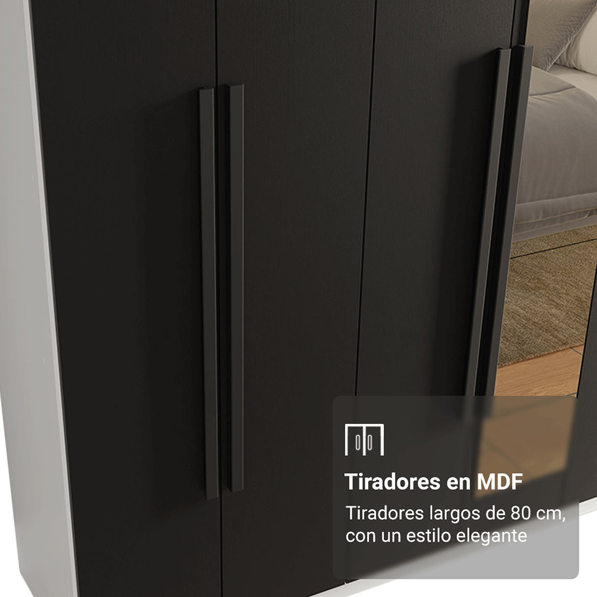 Closet Venus Blanco y Negro 216x217cm con Ocho Puertas con Diecisiete Compartimientos y con Espejo - CLOSETS | Bylmo