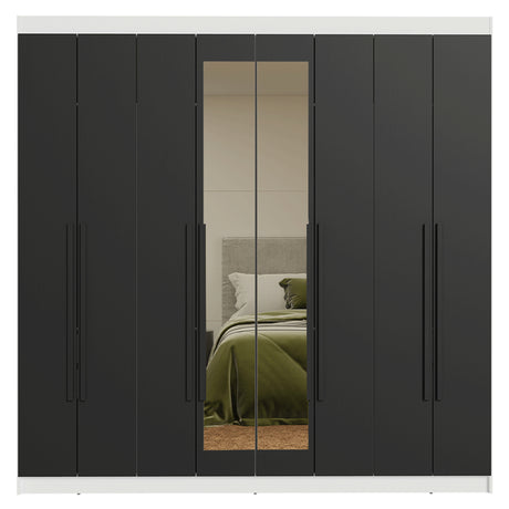 Closet Venus Blanco y Negro 216x217cm con Ocho Puertas con Diecisiete Compartimientos y con Espejo - CLOSETS | Bylmo