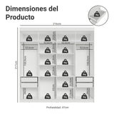 Closet Venus Blanco y Negro 216x217cm con Ocho Puertas con Diecisiete Compartimientos y con Espejo - CLOSETS | Bylmo