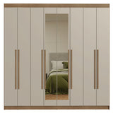 Closet Venus Marrón y Crema 216x217cm con Ocho Puertas con Diecisiete Compartimientos y con Espejo - CLOSETS | Bylmo