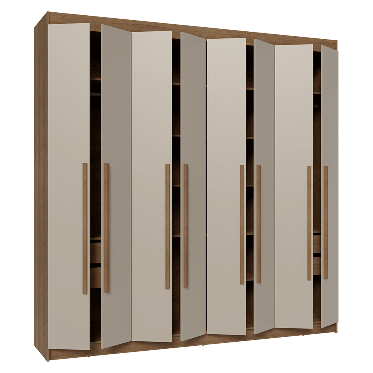 Closet Venus Marrón y Crema 216x217cm con Ocho Puertas y con Diecisiete Compartimientos - CLOSETS | Bylmo