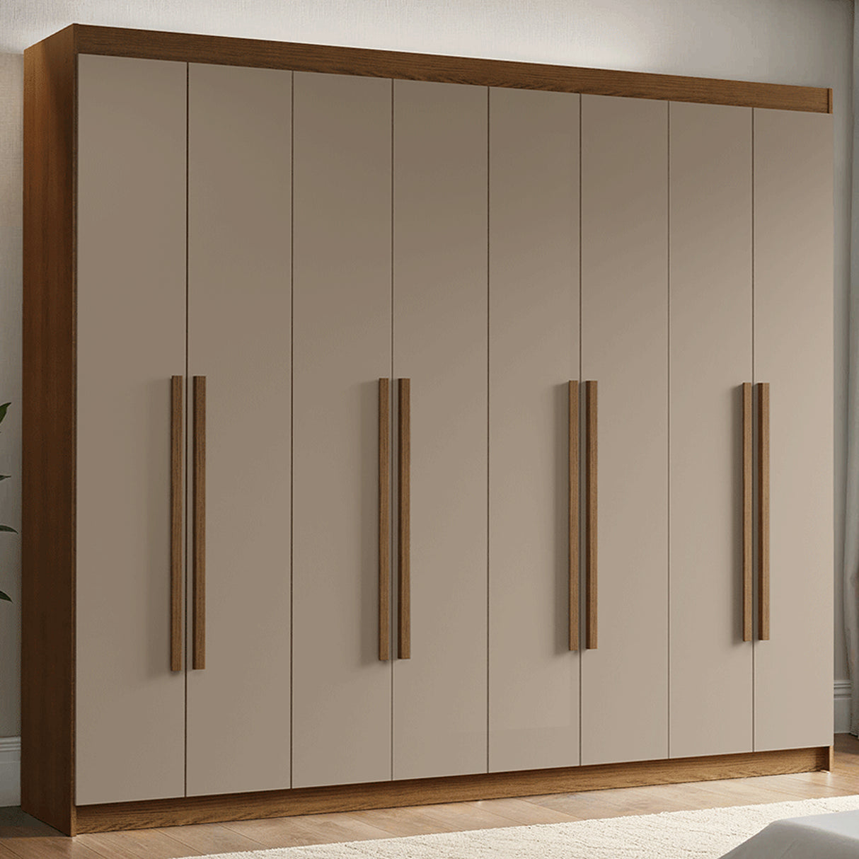 Closet Venus Marrón y Crema 216x217cm con Ocho Puertas y con Diecisiete Compartimientos - CLOSETS | Bylmo