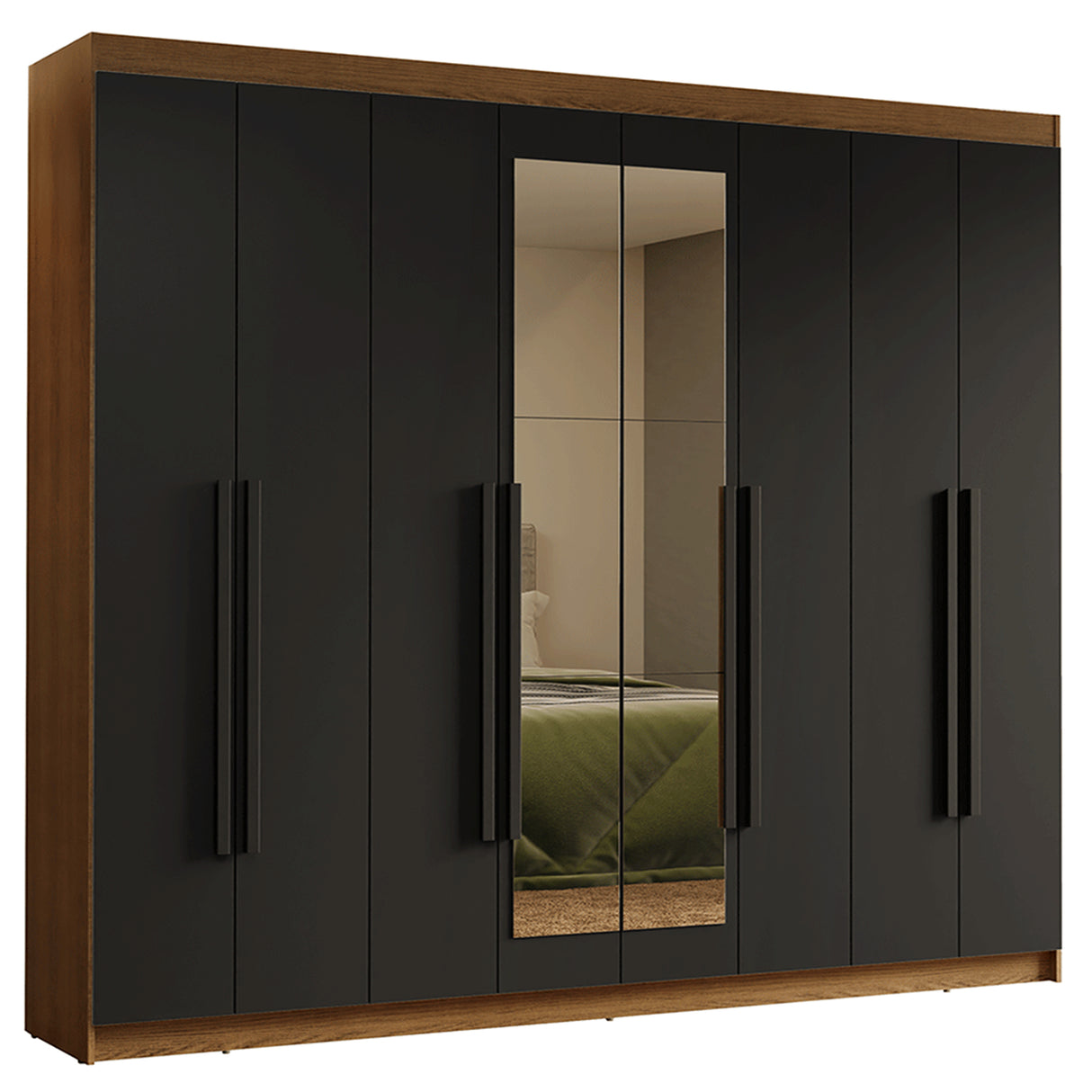 Closet Venus Marrón y Negro 216x217cm con Ocho Puertas con Diecisiete Compartimientos y con Espejo - CLOSETS | Bylmo