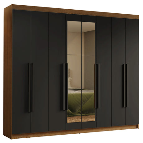 Closet Venus Marrón y Negro 216x217cm con Ocho Puertas con Diecisiete Compartimientos y con Espejo - CLOSETS | Bylmo