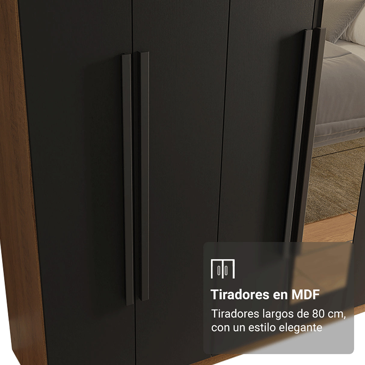 Closet Venus Marrón y Negro 216x217cm con Ocho Puertas con Diecisiete Compartimientos y con Espejo - CLOSETS | Bylmo
