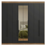 Closet Venus Marrón y Negro 216x217cm con Ocho Puertas con Diecisiete Compartimientos y con Espejo - CLOSETS | Bylmo
