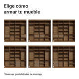 Closet Venus Marrón y Negro 216x217cm con Ocho Puertas y con Diecisiete Compartimientos - CLOSETS | Bylmo