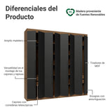 Closet Venus Marrón y Negro 216x217cm con Ocho Puertas y con Diecisiete Compartimientos - CLOSETS | Bylmo